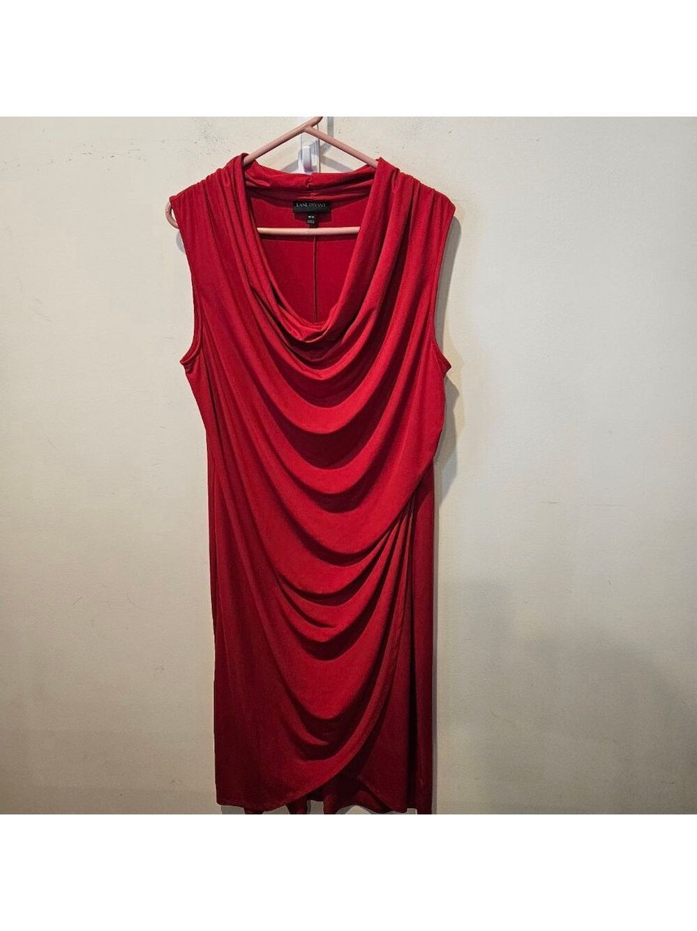 Women's LANE BRYANT Red Sleeveless Cowl Neck Midi Dress Plus Size 14/16